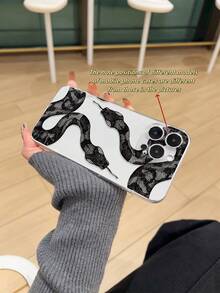 1 件厚防摔彩绘透明黑蛇皮设计手机壳适用于 16/11/16pro/16plus/16promax/16e/15Promax/13/14/12/XS/XR/7G/8P、Galaxy S25/S25PLUS/S25 Ultra/A16/A36/A26/A56/A50/A12/A32/A52 防水防震防刮 - 彩色 - 查看 4