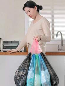 100个黑色抽绳垃圾袋，适用于家庭、办公室、卧室和浴室的小型垃圾袋，垃圾填充，便携式防臭厨房垃圾篮袋，一次性垃圾袋，适用于厨房、浴室等更多场景