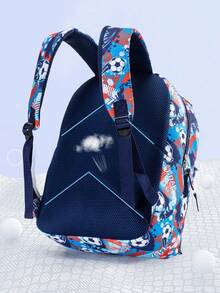 16 英寸/41 厘米 3 件/套儿童男孩女孩足球汽车背包，带午餐盒铅笔盒，带衬垫的背部和可调节的肩带，时尚印花（足球、越野车、建筑卡车图案），适用于学校、露营、休闲卡通背包 - 組合包 - 查看 5