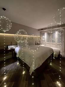 8个/套 LED 漂浮波浪气球，适用于婚礼装饰、生日派对装饰、宴会装饰和家居卧室装饰，无需电池，气球配件，生日气球，气球花环，自发光漂浮装饰，室内/室外均可使用 - 彩色 - 查看 7