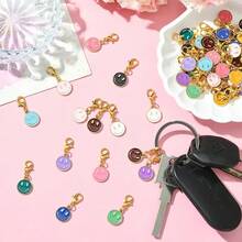 9 件/18 件混色欢乐脸珐琅吊坠配合金龙虾扣钥匙扣 - 非常适合背包、手机壳、包袋配件和汽车后视镜饰物、钱包配件
