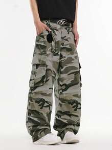 1条正义兄弟街头迷彩工装裤，宽松阔腿牛仔裤，休闲情侣款