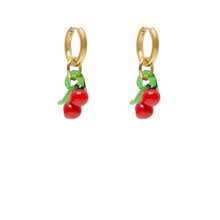 1对手工时尚夏季水果蔬菜设计玻璃耳环，灵感来自博主风格，欧美时尚珠宝