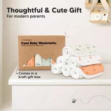 6-Pack Cami Washcloths Newborn, 10x10 Organic Cotton Face Wash Cloths Babies, Soft & Absorbent Bath Towels H05S - 荒野 - 查看 10