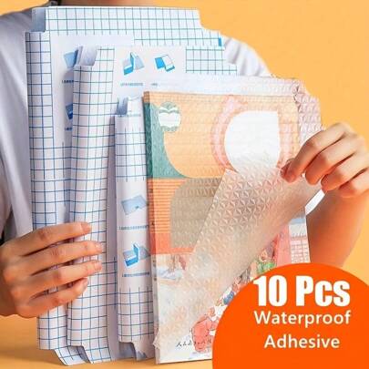 [Pre-Cut Self-Adhesive Book Film] 10pcs Self-Adhesive Book Cover, Transparent Frosted Waterproof Book Film, Dustproof Book Cover, Back-To-School Learning Supplies, Pre-Cut Book Covers (Random Pattern),For School Supplies,Back To School