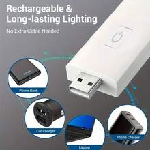 VOLACI 1 pieza Luz de lectura recargable USB mini - Portátil, luz cálida y fresca, cuidado de los ojos, 3 niveles de brillo Adjustable, libro con clip, diseño ahorra espacio, adecuado para lectores nocturnos, recargable para lectura, trabajo, dormitorio, lámpara Dorm - Multicolor - Ver 9