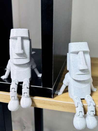 1pc 3D Printed Sitting Person Figurine, Easter Sitting Statue Desktop Decor, Unique Miniature Collectible, Movable Easter Island Porch Decoration, Suitable For Christmas, Halloween, Easter, Garden Decor