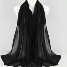 1件装女士夏季轻薄抗皱纯色雪纺头巾，适合非洲服饰搭配。