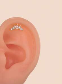 1pc/3pcs Zirconia Lotus Flower Shaped Curved Leaf Floral Fashion Screw Back Stud Earrings, 18K Gold Plated Jewelry For Women