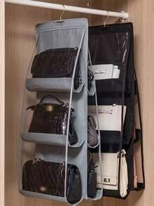 Multipurpose Organizer Bag Holder With Hanger For Wardrobe - màu đen - Xem 4