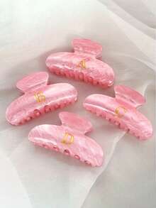 1 件粉色闪光亚克力字母爪夹 - 特大防滑发夹，适合浓密头发，复古粉色发夹，女士发饰（婚礼/海滩/礼物）时尚发夹，休闲发夹，秋冬度假装女士 - 彩色 - 查看 13