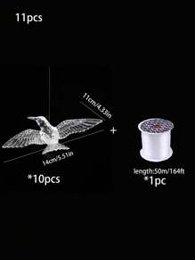 11pcs Acrylic Hummingbird Hanging Decorations For Weddings, Transparent Bird-Shaped Ornaments For Holiday Parties, Home Ceiling Decoration