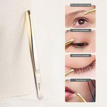 1/2pcs Stainless Steel Gold Eyebrow Clip, Convenient Eyelash Tweezers, Beauty Fine Hair Removal Tool, Suitable For Facial Hair Removal And Grooming,Makeup,Cheap,Room Decor,Vanity,Travel,Bedroom,Makeup Accessories,Tweezers,Cheap,Stocking Stuffers,Makeup,Makeup Tools,Cheap Stuff,Gifts,Gifts For Women,Christmas Gifts - Gold - View 6