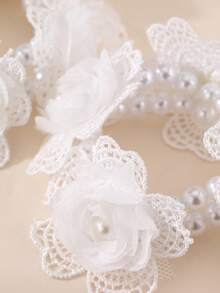 2件套女孩仿珍珠白花发圈 - 白色 - 查看 6