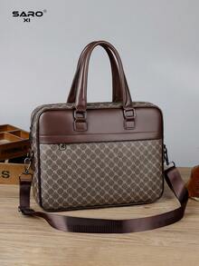 Men's Briefcase Messenger Bag, Large Capacity Computer Bag For Files & Office Supplies, Business Commute, PU Leather Minimalist Style, Suitable Gift For Men - Multicolor - View 13