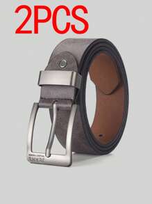 2 件男士针扣腰带，压花纹理时尚男士腰带，男女复古休闲街头个性腰带，适合搭配牛仔裤，是一份很棒的礼物