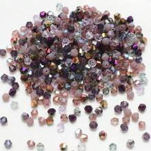 1 pachet de 500 de mărgele mini de cristal de 2 mm, mărgele de sticlă multicolore, mărgele fațetate colorate împrăștiate pentru confecționarea bijuteriilor DIY (brățări, coliere, cercei)