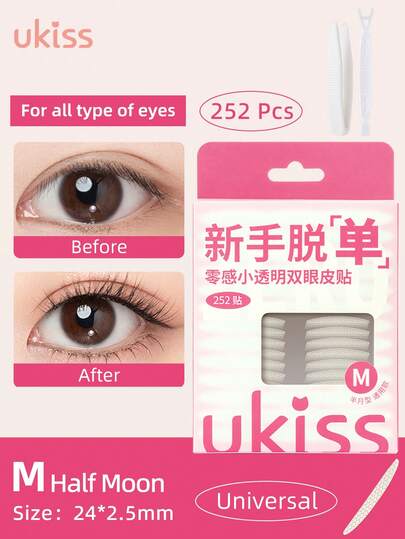 ukiss 252 miếng băng dán mí mắt trong suốt, kèm nhíp và dụng cụ điều chỉnh, hình chữ M, kích thước универсальный, phù hợp với mọi loại mắt, nâng mí mắt, tự nhiên, vô hình, bề mặt mờ, không phản chiếu, không gây nâng mí không đều hoặc mí mắt một mí, tạm biệt mí mắt sụp, mí mắt lỏng lẻo, băng dán nâng mí mắt, đặc biệt dành cho mí mắt một mí, quà tặng, đồ dùng du lịch, đồ giá rẻ, vật dụng cần thiết khi đi du lịch.
