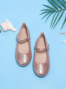 春夏季度假风可爱镂空平底女童鞋 - 粉色 - 查看 1
