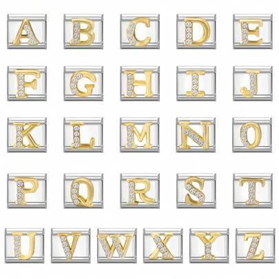 1pc Modular DIY Bracelet With Letter Elements, Rhinestone Design, Urban Casual Style, Essential For Christmas & Halloween, Autumn Tones, Local , Practical & Fashionable, Christmas Style, Charming Design, Stainless Steel Jewelry, Christmas Decor, Autumn Office Style, Party Outfit Guide, Christmas Gift Items, Christmas Home Decor