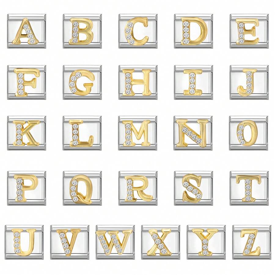1pc Modular DIY Bracelet With Letter Elements, Rhinestone Design, Urban Casual Style, Essential For Christmas & Halloween, Autumn Tones, Local , Practical & Fashionable, Christmas Style, Charming Design, Stainless Steel Jewelry, Christmas Decor, Autumn Office Style, Party Outfit Guide, Christmas Gift Items, Christmas Home Decor - M291627 - View 1