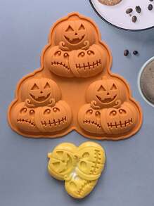 1 件万圣节南瓜和巧克力慕斯、南瓜形糖果模具托盘、南瓜鬼蝙蝠头骨软糖巧克力模具适用于 DIY 工艺品、纸杯蛋糕装饰、肥皂果冻 - 非常适合 DIY 烘焙和厨房手工艺品 - 橘色 - 查看 3