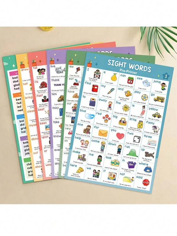 ملصق كلمات البصر عالية التردد 220، ملصق تعليمي لعائلة الكلمات الإنجليزية A3 للفصل الدراسي