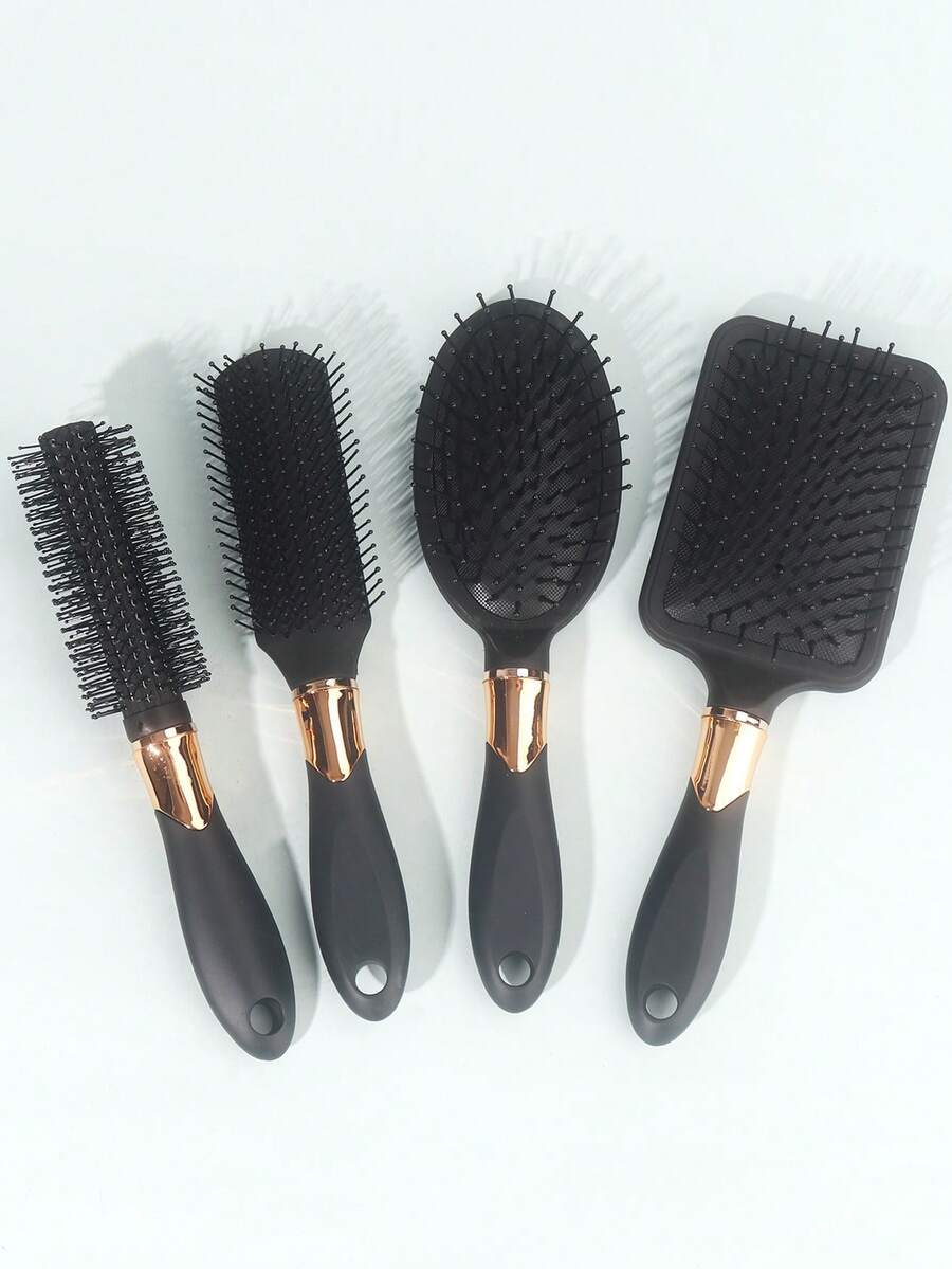 4 件/1 件垫发刷套装（方形、圆形和卷发刷）、用于吹干和拉直的头发造型工具梳、防静电按摩器、顺发梳、适用于浓密/卷曲/细/长/短发的塑料发梳，适合男性和女性，实用护发 SPA 按摩梳、家用卷发梳身体护理，适用于旅行、户外、运动、办公室、学校、发夹、发饰、返校、旅行度假必需品、女士发饰