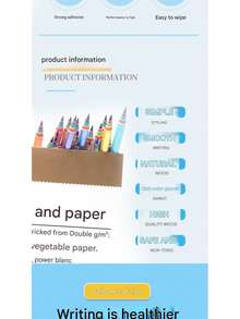 12 pièces Crayons de couleur arc-en-ciel de qualité supérieure HB en papier