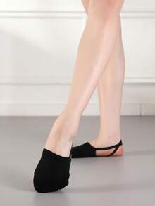 Skarpetki baletowe z półpalcami, odpowiednie dla tancerek baletowych i na zawody w gimnastyce artystycznej. Przeznaczone do gimnastyki i tańca. Wygodny, elastyczny materiał. Miękkie buty do gimnastyki artystycznej. - Czarne - Zobacz 3