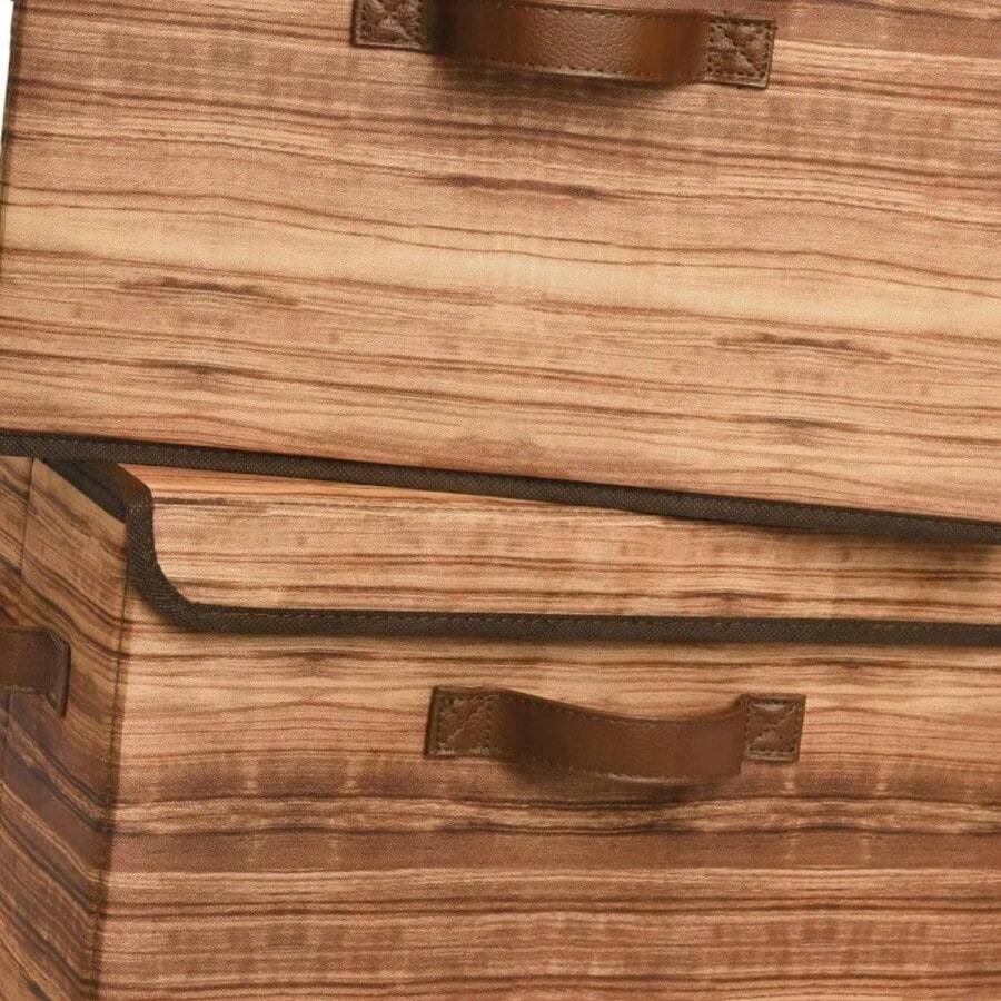 Storage Boxes With Lid Fabric Storage Bins With Lids Decorative Closet Storage And Organizer Wood Grain Print Bins Storage Boxes For Organizing 2Pack - 棕色木版畫 - 查看 1