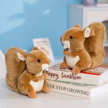 1 buc păpușă de pluș realistă cu veveriță, păpușă moale și pufoasă cu desene animate, pernă decorativă drăguță, cadou de ziua de naștere/Ziua Îndrăgostiților/Paște - Maro - Vizualizare 1