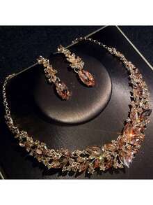 女士优雅珠宝套装、新娘耳环和项链 - 首飾套裝 - 查看 1