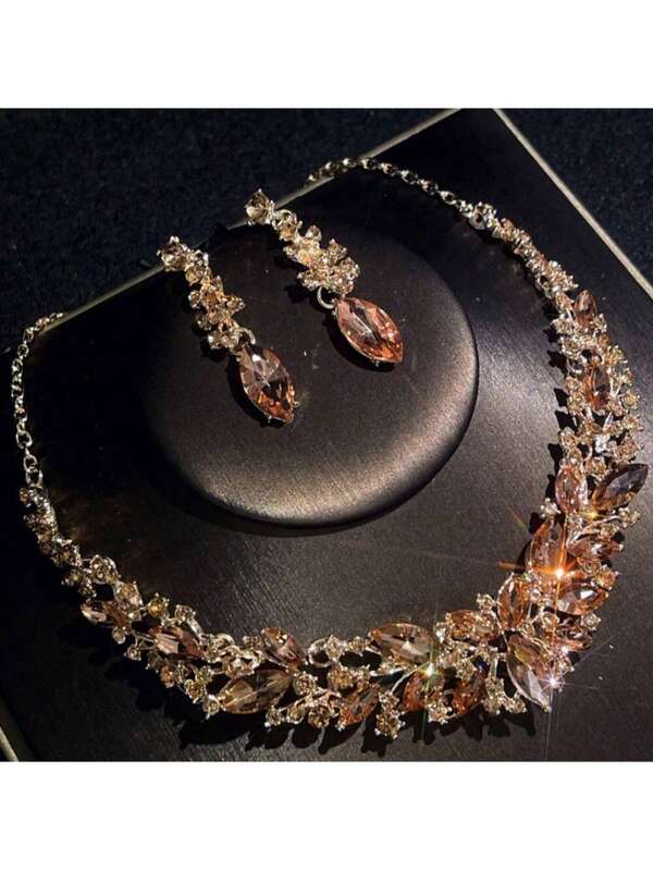Elegant Jewelry Set For Women, Bridal Earrings And Necklace