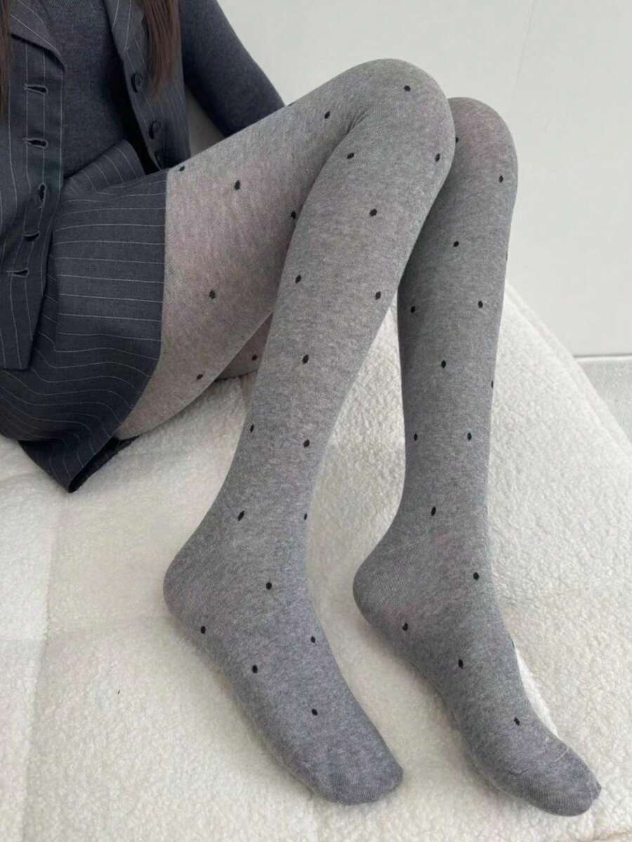 大码女式120D丝绒紧身裤，修身款，舒适保暖 - 灰色 - 查看 1