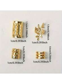 40pcs Gold DIY Dreadlock Beads, Hollow Iron Rings, Versatile Hair Accessories Hair Clips
