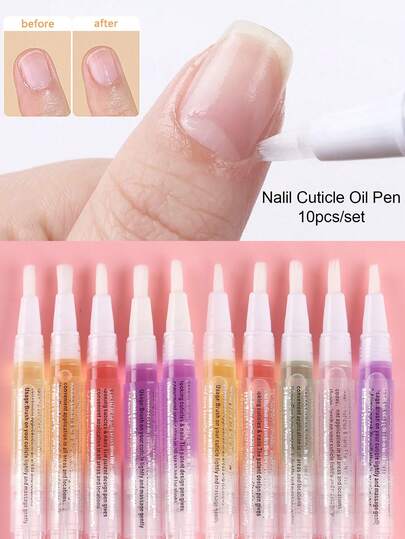 10pcs Nail Nutrition Oil Pen Set, Softens Nail Cuticles, Strengthens Nails, Promotes Nail Growth, 10 Fragrances, Nail Care Cuticle Activating Oil, Prevents Nail Polish Chipping, Nourishes Skin
