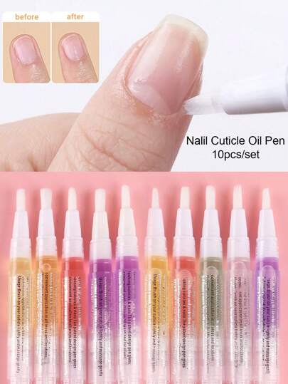 10支装指甲营养油笔套装，软化指甲角质层，强健指甲，促进指甲生长，10种香型，指甲护理角质层激活油，防止指甲油脱落，滋养肌肤