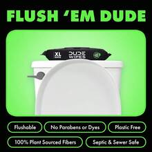DUDE Wipes Flushable Wipes 3 Pack 144 Wipes Shea Butter Smooth With Vitamin E Aloe Septic And Sewer Safe - Herbal Relief - 查看 3