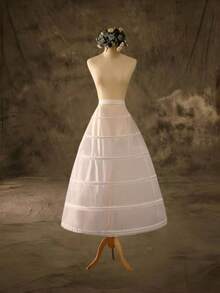 1 件女式白色春夏轻质衬裙，3 层钢骨荷叶边洛丽塔衬裙，适合婚礼、派对、角色扮演，优雅的 3 环新娘礼服衬裙 - 可机洗，涤纶和尼龙，非常适合新娘礼服和万圣节正式礼服 - 白色 - 查看 9