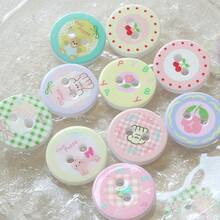 10/20 件可爱卡通樱花、动物印花彩色纽扣、时尚配饰、DIY 工艺用品，适用于服装、头饰、鞋子、手工奶油树脂装饰 - 彩色 - 查看 4