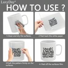 24 件“家庭”主题透明可擦拭转印贴纸，艺术贴纸适用于 DIY 家具、玻璃、陶瓷和木制工艺品模型，适合光滑表面 DIY 贴花，LuxyDay 品牌