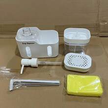 1pc 5-In-1 Kitchen Sink Organizer With 2 Soap Dispensers, Sponge Holder And Dishcloth Rack, Suitable For Hand Soap, Dish Soap, Sponge And Cleaning Tools, Kitchen Sink Accessories - Multicolor - View 9