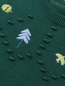 mini bala Young Girl Cute Knit Sweater 2025 Autumn Warm Soft Pullover - Dark Green - View 4