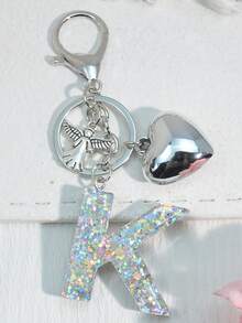 1pc Silver Heart Letter Keychain, Back To School, Resin Keyring Pendant, Fashion Accessory, A-Z Car Accessories Cute Goth Y2k Halloween Accessories Teachers Day Christmas Gift Ideas Bag Accessories Lanyards With Id Holder Car Accessories Bag Charms Car Friend Sister - Silver - View 21