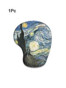 可爱卡通太空星系图案 3D 硅胶柔软耐用防滑鼠标垫带腕托适用于笔记本电脑、办公桌、男女 - 彩色 - 查看 6