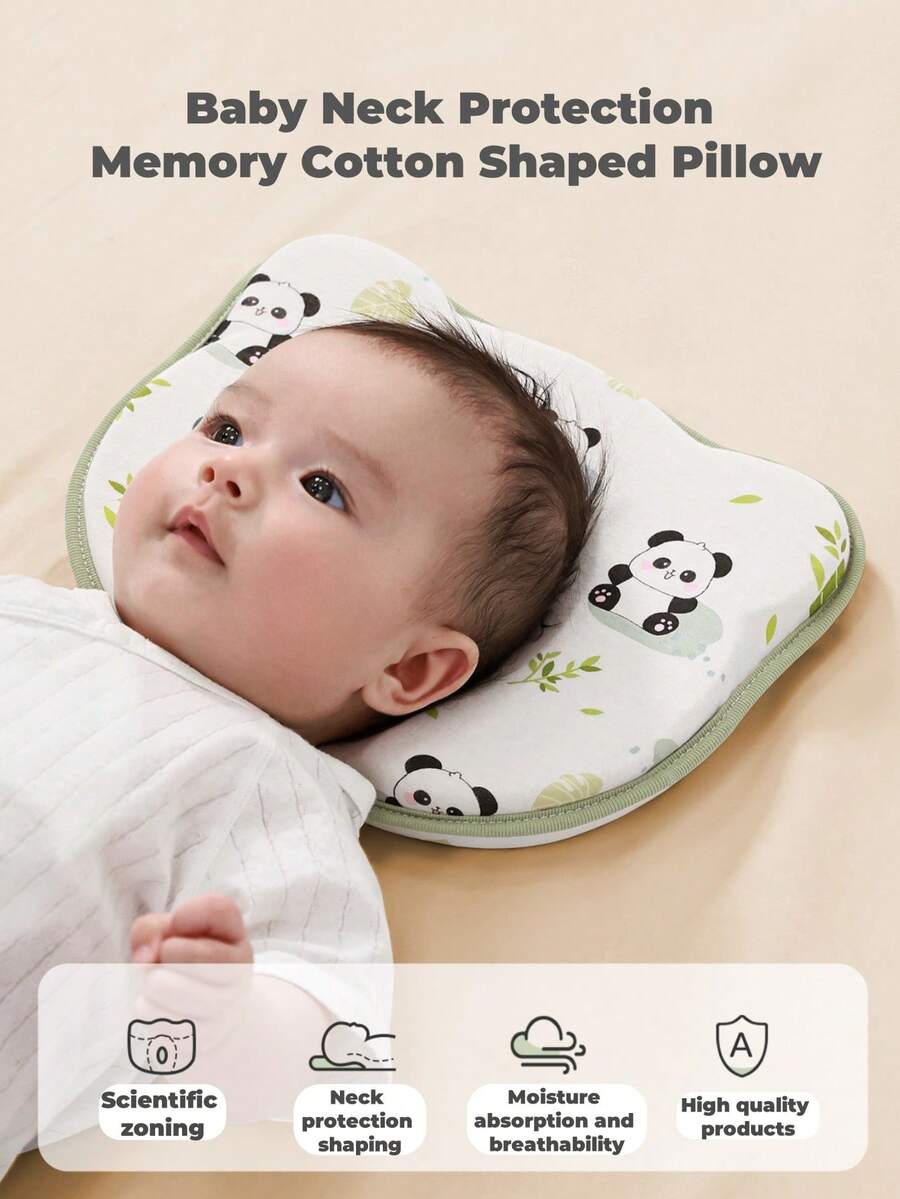 1PC Baby Shaped Pillow, Newborn Neck Protection Pillow, Anti Head Deviation Pillow, Hydrophilic Cotton Baby Pillow For 0-6 Months And Above, Correcting Head Shape