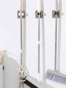 1/4/8pcs No-Drill Wall Mounted Strong Mop Hooks, Multi-Function Strong Storage Clips, Wall Mounted Bathroom Mop Clips, Mop Hooks, Broom Racks, Shelves, No-Drill Mop Racks, Suitable For Bathroom And Balcony, Mop Clips, Mop Racks, Convenient Bathroom Accessories, Cleaning Accessories, For Storing Mops, Brooms And Cleaning Tools