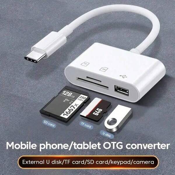 1pc 3-In-1 SD + TF + USB Multi-Functional Card Reader Compatible With IPhone 15 Pro Max/15 Pro/15 Plus/15/14/13/12/11/ S25/S24/S23/S22/S21/S20 Ultra Plus/ Series