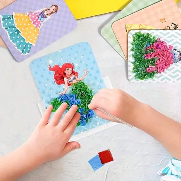 12pcs Sewing Craft Kit, Suitable For Girls, DIY Polyester Fiber Art & Handmade, Creative Patchwork Embroidery Gift, Includes Tools And Accessories Mixed Color Board